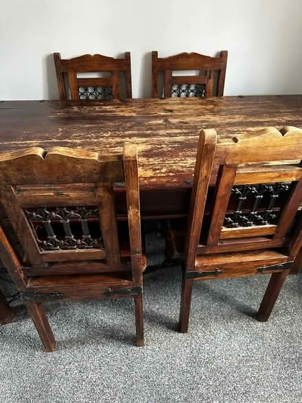 Photo of free Used Solid Wood Table and 6 chairs (DE21) #2