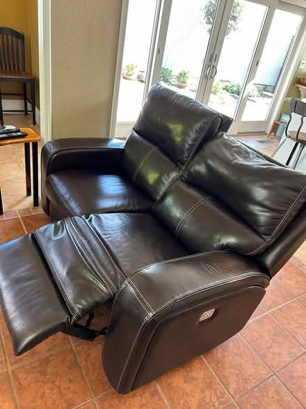 Photo of free Brown Leather Mechanical Loveseat (Willowgate) #1