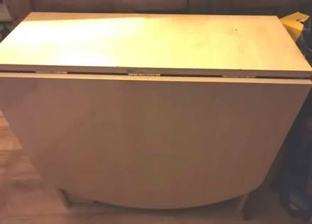 Photo of free Drop leaf light wood veneer mdf table - dining kitchen desk (Low Beechburn DL15) #2