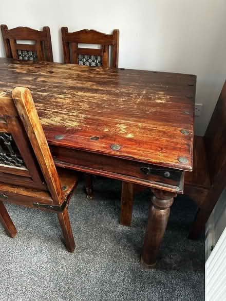Photo of free Used Solid Wood Table and 6 chairs (DE21) #3