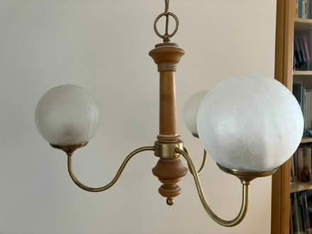 Photo of free ceiling light: wood/brass with crackle glass. (West Hill BN1) #1