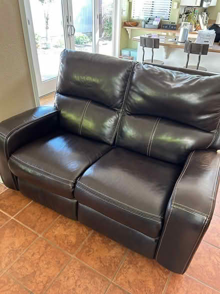Photo of free Brown Leather Mechanical Loveseat (Willowgate) #2