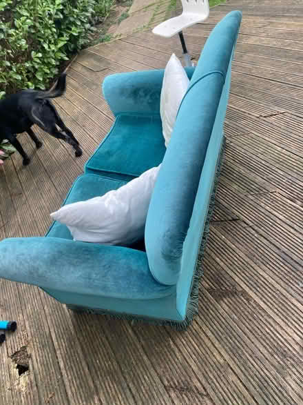 Photo of free 2 seater teal coloured sofa (Merton park) #2