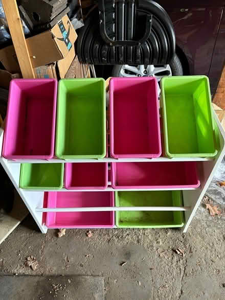 Photo of free Storage bins on shelves (32 Ridge Road, 48069) #1