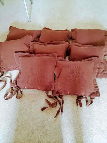 Photo of free Set of 8 chocolate brown tie-back cushions (CB25) #1