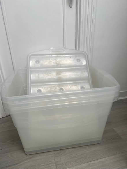 Photo of free 3 large plastic storage boxes with lids (Chelsea SW3) #1