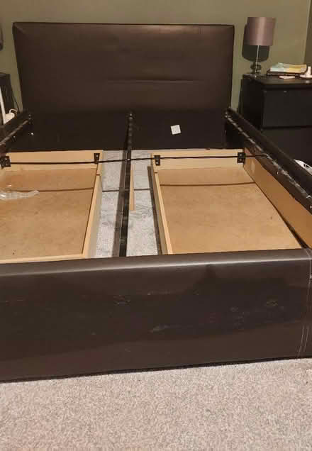 Photo of free Brown leather double bed (New addington) #1