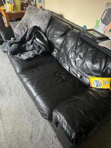 Photo of free black leather sofa (N1) #2