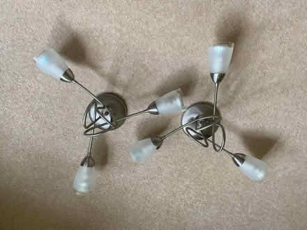 Photo of free Two silver and glass ceiling lights (led bulbs included) (Prestwood HP16) #1