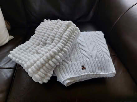 Photo of free 2 x white cot/pram blankets (Rowlands Castle PO9) #1