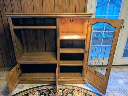 Photo of free Solid Oak Curio / TV Cabinet (Lenni Rd near Rt 452) #3
