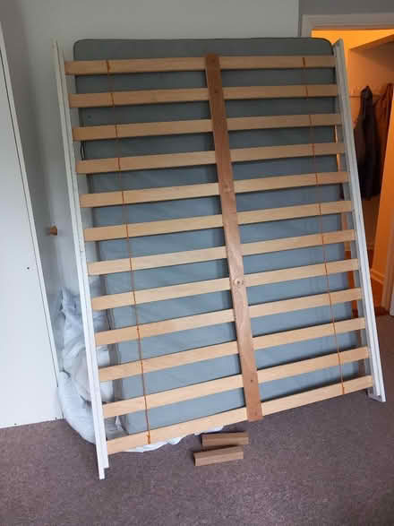 Photo of free white wooden double bed + mattress (Bexhill-on-Sea) #4
