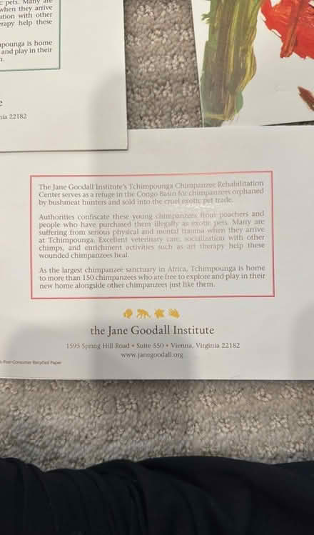 Photo of free Postcards - Jane Goodall institute (Teaneck) #3