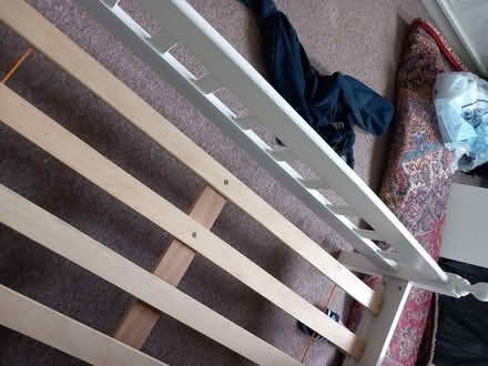 Photo of free white wooden double bed + mattress (Bexhill-on-Sea) #3