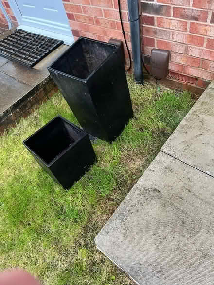 Photo of free 2 black planters (1 big + 1 small) (Sheffield S12) #1