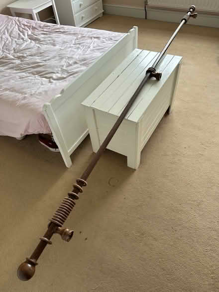 Photo of free Dark wood curtain pole 240cm (Burton green) #3