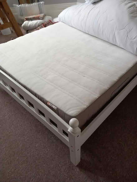 Photo of free white wooden double bed + mattress (Bexhill-on-Sea) #2
