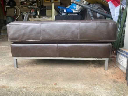 Photo of free IKEA brown leather pouffe foot stool (Brighouse HD6) #1
