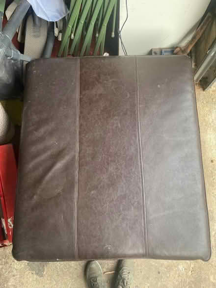 Photo of free IKEA brown leather pouffe foot stool (Brighouse HD6) #3