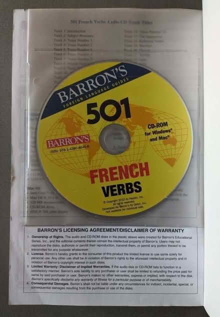 Photo of free French Language Guide - 501 verbs (Hook RG27) #3