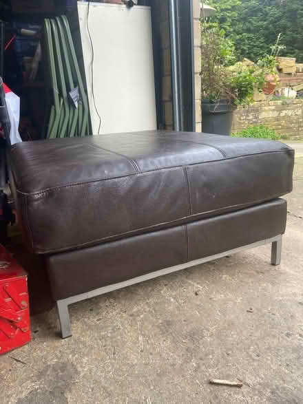 Photo of free IKEA brown leather pouffe foot stool (Brighouse HD6) #2