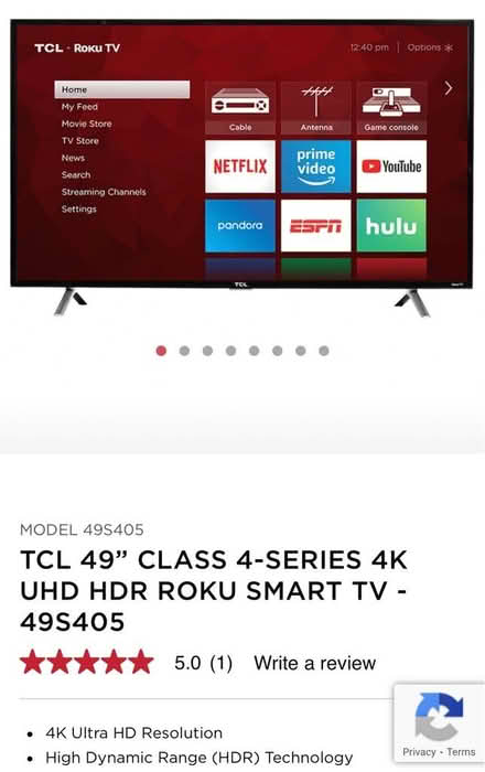 Photo of free 49” TCL Roku TV Model 49S405 (Pasadena, near Bungalow Heaven) #1