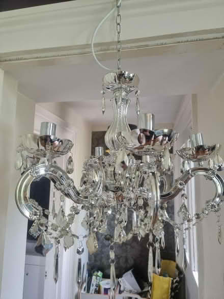 Photo of free 6 bulb plastic silver chandelier (Lewisham SE13) #1