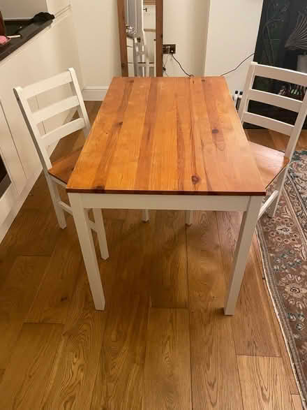 Photo of free Wooden dinner table and two chairs (South Hampstead, NW6) #1