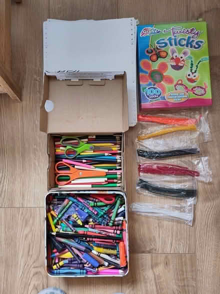 Photo of free Crayons, pencils, paper etc (Stevenage, Old Town SG1) #1