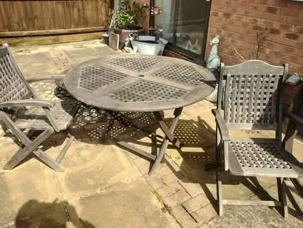 Photo of free garden table and chairs wooden (Folksworth, Peterborough) #1