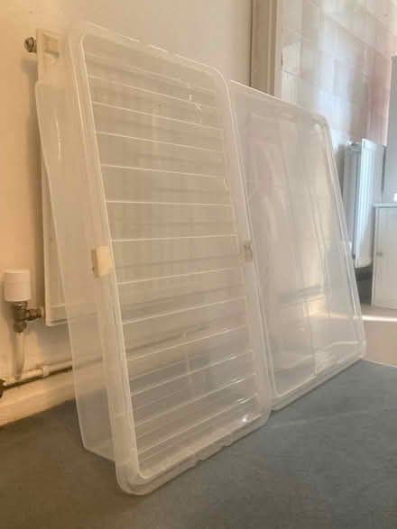 Photo of free Two plastic storing boxes and lids (SE21) #1