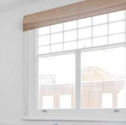 Photo of free Two brown/gold roman blinds (Chelsea SW3) #1