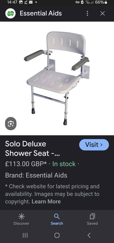 Photo of free Folding shower sear for disabled (Wandsworth) #2