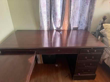 Photo of free Large L shaped solid wood desk (Bethel Park) #2