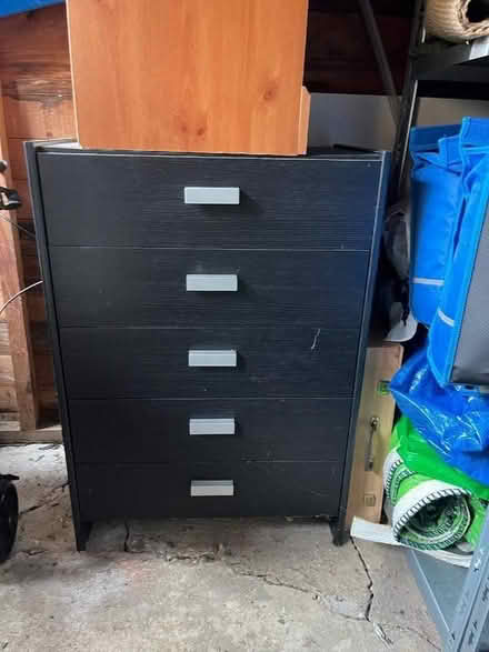 Photo of free Black chest of drawers (Poplars SG2) #1