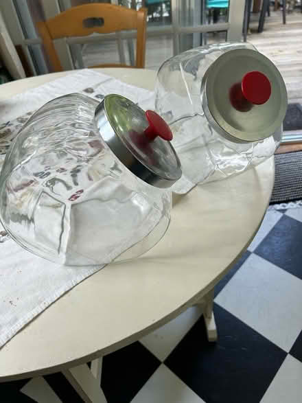 Photo of free Two glass storage jars metal lids (Park Blvd) #2