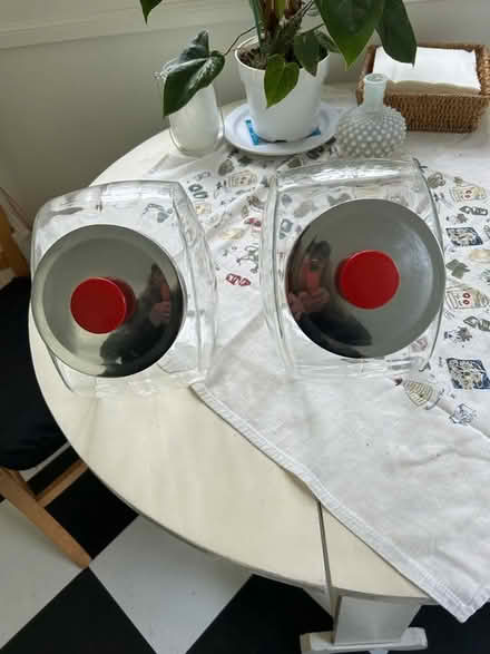 Photo of free Two glass storage jars metal lids (Park Blvd) #1