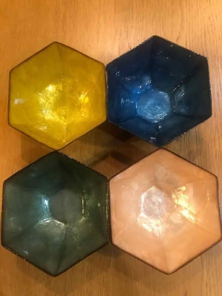 Photo of free Four Capiz Shell Hexagon Bowls (CV: Redwood & Seven Hills area) #1