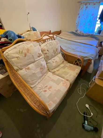 Photo of free 2 seater cain sofa and 2 matching chairs (Brampton Bryan SY7) #1