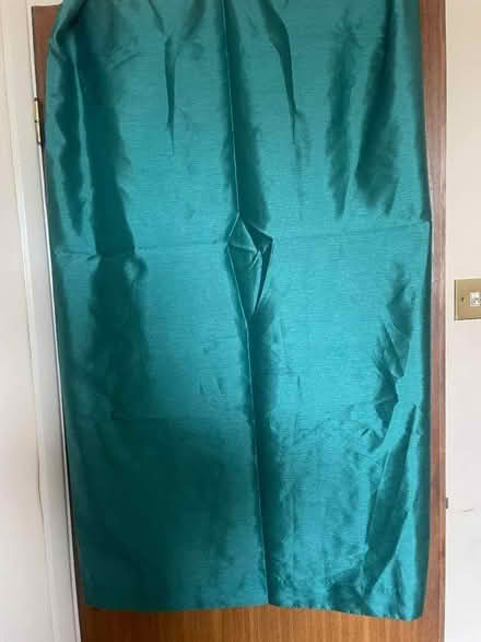 Photo of free green curtains, fair condition, pencil pleat, one pair (Epsom KT18) #1