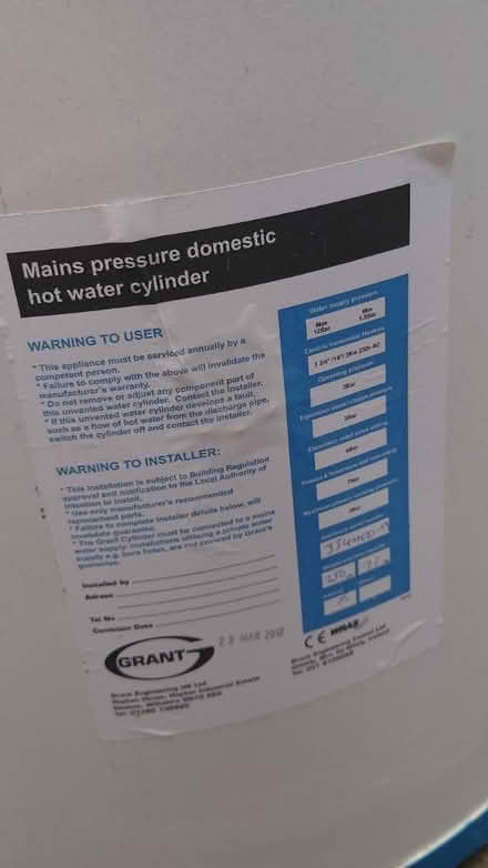 Photo of free Boiler + hot water cylinder (Wimbledon SW19) #3