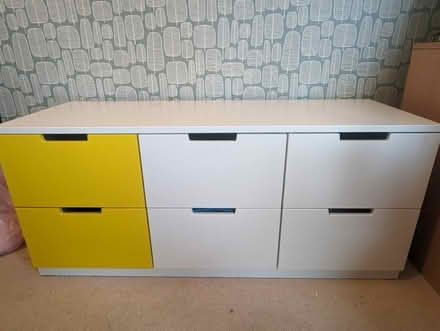 Photo of free Ikea Nordli 6 drawer unit in white and yellow (Fortis Green N2) #2