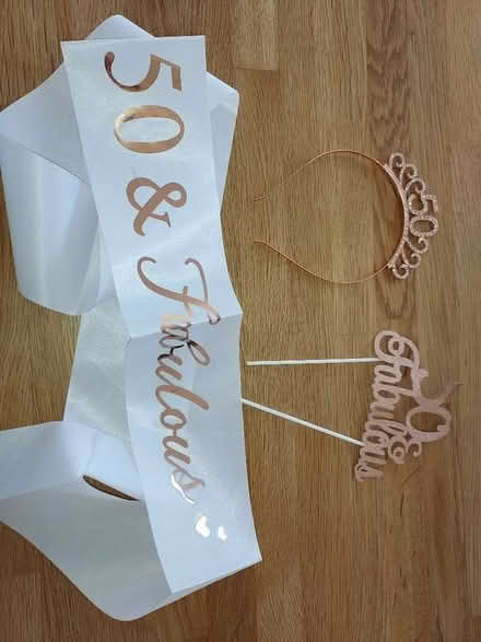 Photo of free 50 birthday sash, headband and cake topper (Whitchurch CF14) #1