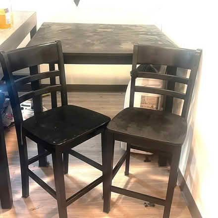 Photo of free Tall black table & 2 chairs (Roosevelt Seattle 98115) #1