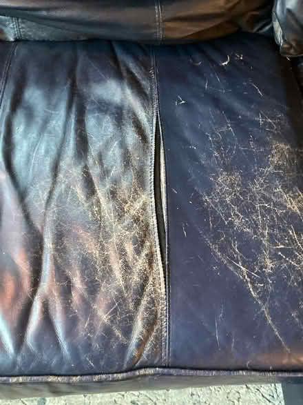 Photo of free Blue leather sofa (Aptos Village) #4