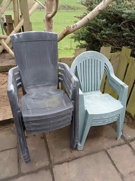 Photo of free 8 plastic garden chairs (Wiston ML12) #1