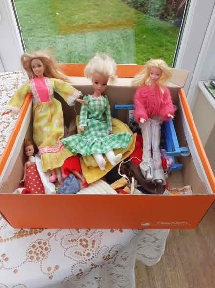 Photo of free A box of Sindy and Barbie dolls and a Sindy car plus some clothes (Dean Row SK9) #1