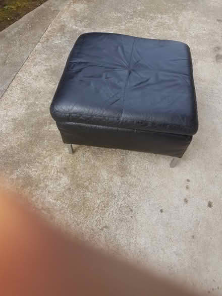 Photo of free Black leather footstool (Euxton PR7) #1