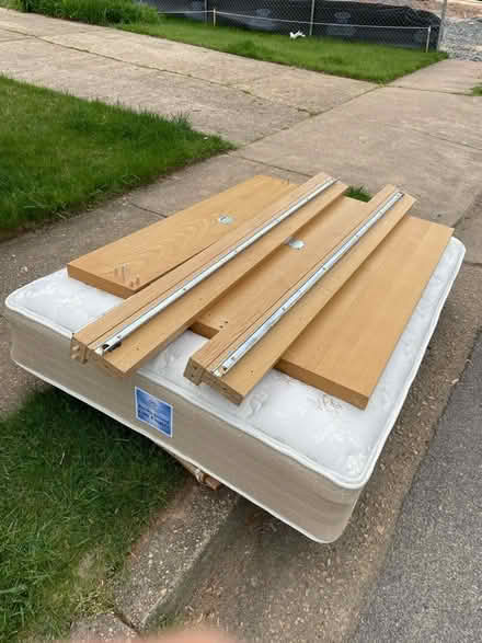 Photo of free Full bed- frame, slats, mattress (Mclean) #3