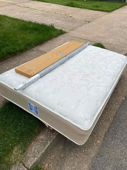 Photo of free Full bed- frame, slats, mattress (Mclean) #2